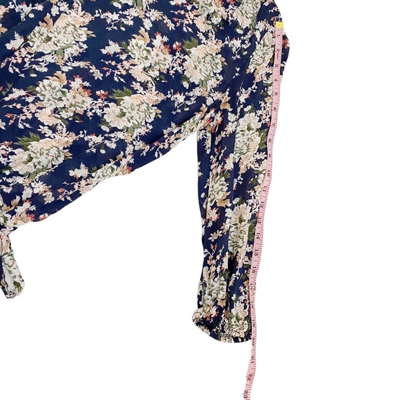 Lucky Brand Blue Multicolor Sawyer Floral Wrap Side Tie Top, Size Medium - Picture 10 of 14